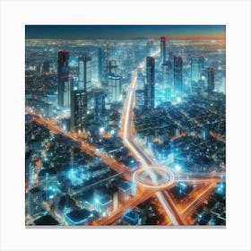 Cityscape At Night 9 Canvas Print