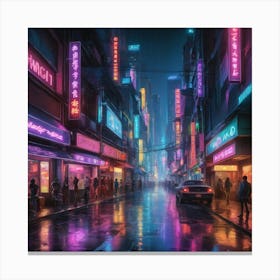 Neon City Art Print 1 Canvas Print