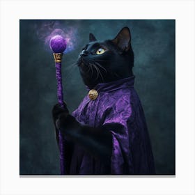 Cat In Purple Robe Canvas Print