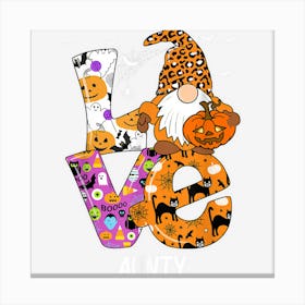 Love Aunty Halloween Gnome Pumpkin Spooky Season Canvas Print