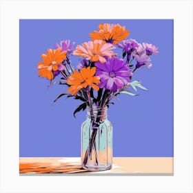 Andy Warhol Style Pop Art Flowers Florals 9 Square Canvas Print