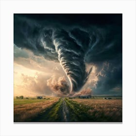 Realistric Tornadoes In An Open Field Storm Clo Canvas Print