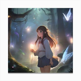 Anime Girl In The Forest 1 Canvas Print