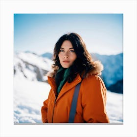 Portrait Of A Woman In The Snow Canvas Print