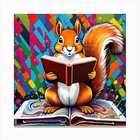 Squirrel Reading Book 2 Canvas Print