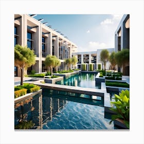 Building With A Pool Canvas Print