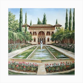 Gardens Of Alhambra 1 Spain Vintage Botanical A(1) Canvas Print