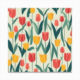 Seamless Pattern With Tulips Canvas Print