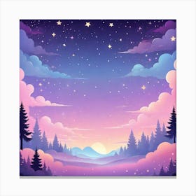 Sky With Twinkling Stars In Pastel Colors Square Composition 260 Canvas Print