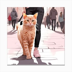 Cat On The Street Canvas Print