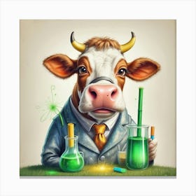 Cow In A Lab Coat 5 Canvas Print