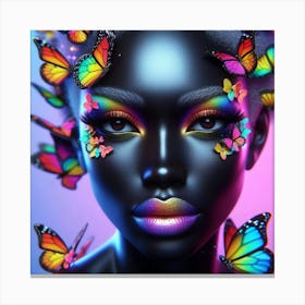 Purple woman butterfly wall art 4 Canvas Print