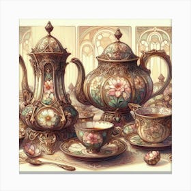 Teapots And Teacups Canvas Print