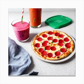 Pizza And Smoothie Canvas Print