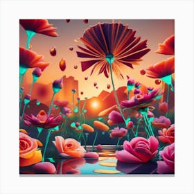 3d Flowers Canvas Print