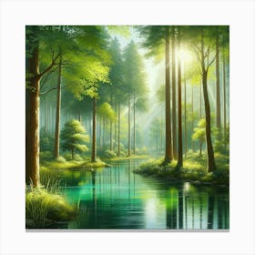 River In The Forest 1 Canvas Print