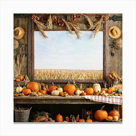 A Traditional Corner Of An American Farmhouse During The Late Autumn Season With An Overhead Vintage (2) Canvas Print