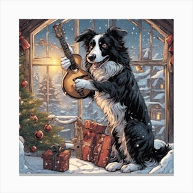 Musical Collie Christmas Canvas Print