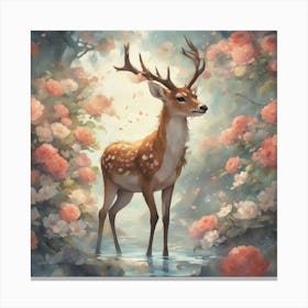 Deer In The Forest Canvas Print