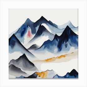 Mountains In Blue And Yellow Canvas Print
