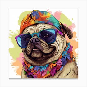 Hippie Pug Canvas Print