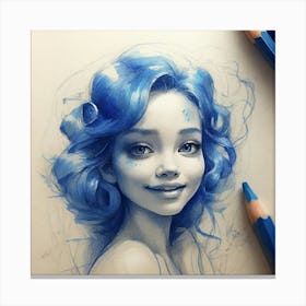 Blue Haired Girl Canvas Print