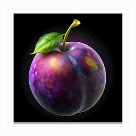 Isolated Fresh Plum With A Leaf Canvas Print