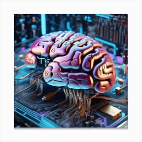 Brain On A Circuit Board 100 Canvas Print