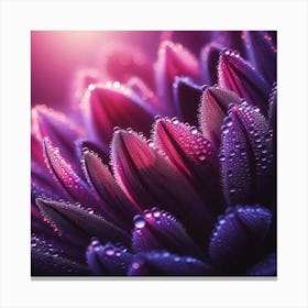 Purple Flower With Dew Drops Canvas Print