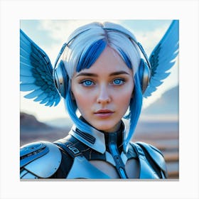 Girl With Blue Wings Canvas Print