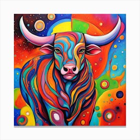 Bull Colour Splash Canvas Print