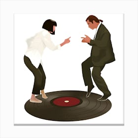 Two People Dancing On A Record Canvas Print