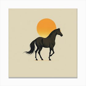 Horse With Sunset Canvas Print