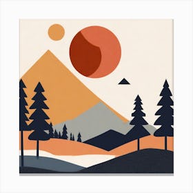 Abstract Mountains and Forest Print Canvas Print