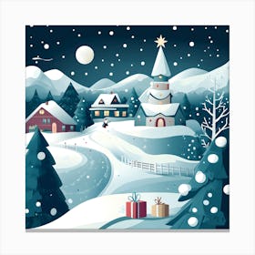 Winter Wonderland Christmas Illustration: Festive Art for Home Décor Canvas Print