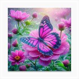 Pink Butterfly In The Rain 1 Canvas Print