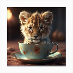 Lion Cub In A Teacup Canvas Print