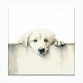 Dog Looking Over A Fence 1 Canvas Print