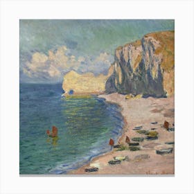 Étretat, The Beach And The Falaise D’Amont (1885) Canvas Print