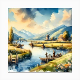 Watercolor Landscape Painting 25 Canvas Print