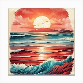 Sunset On The Beach Canvas Print