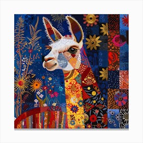 Patchwork Quilted Llama 2 Canvas Print