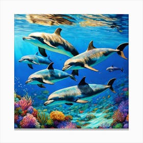 Pod of dolphins 1 Canvas Print