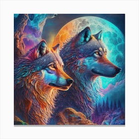 Wolf In The Moonlight 1 Canvas Print