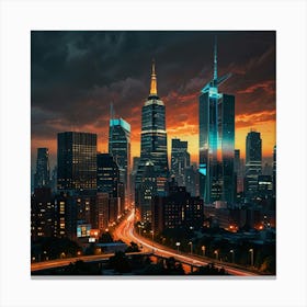 New York City Skyline At Dusk Canvas Print