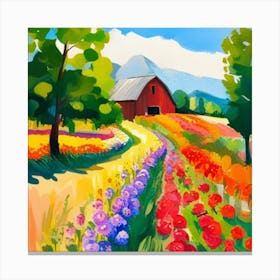 Tulips In The Field Canvas Print