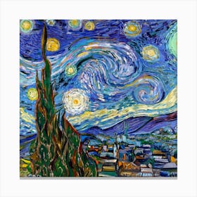 Imbed The Mona Lisa Painting With Stary Nigh (1) Canvas Print