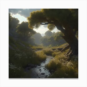 Stream In A Forest Canvas Print