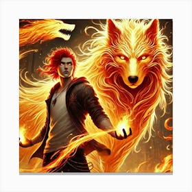 Ronan Yang Fire Wolf Connection Canvas Print