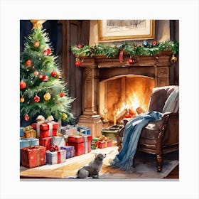 Christmas In The Living Room 52 Canvas Print